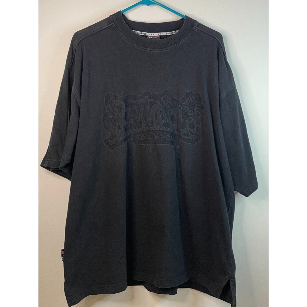 Vintage Y2K Southpole Embossed Black Shirt Size XL